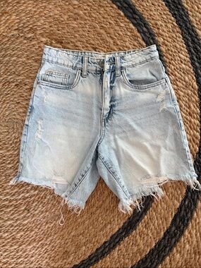 Cotton On Light Blue Distressed Denim Shorts